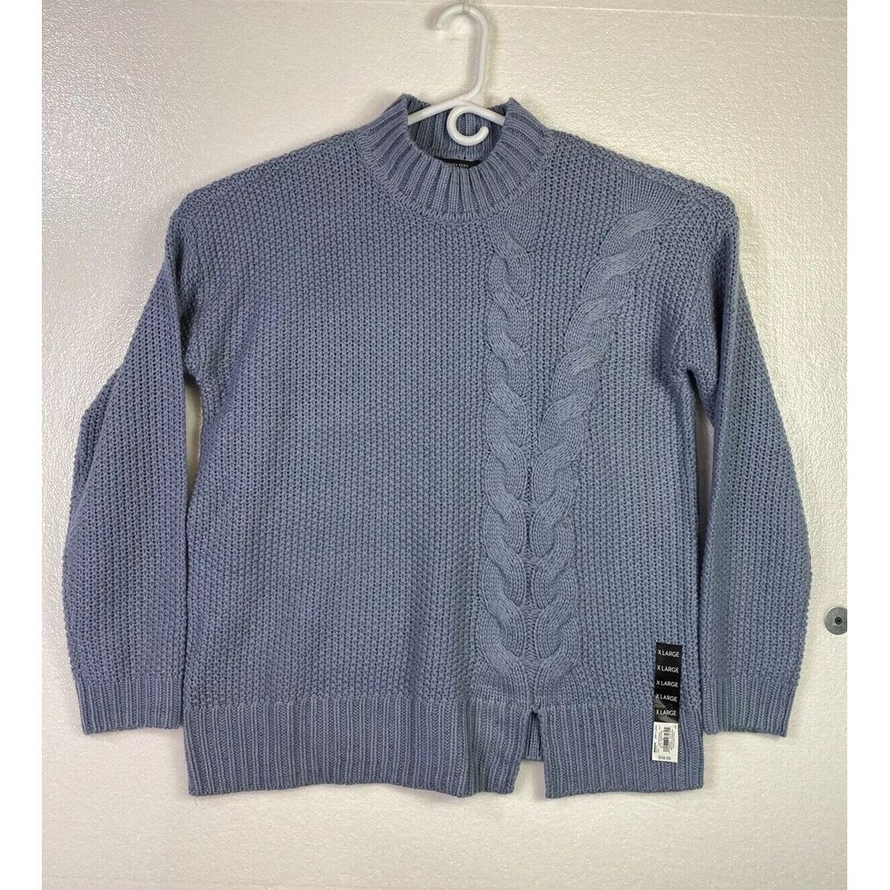 Simply Vera Vera Wang Womens Cable Knit Sweater New XL Blue Stand Up‎ collar